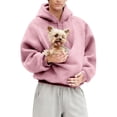 thumbnail image 6 of laqbezok Fleece Pet Hoodie Carrier, Women's Sweatshirt With Cat Dog Pouch, Cozy Hoodie With Pet Pouch & Large Pocket for Puppy Kitten Dogs Holder, Pink XXL, 6 of 9