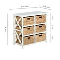 thumbnail image 2 of eHemco 3 Tier X-Side End Storage Cabinet with 6 Water Hyacinth Natural Wicker Baskets, White, 2 of 7