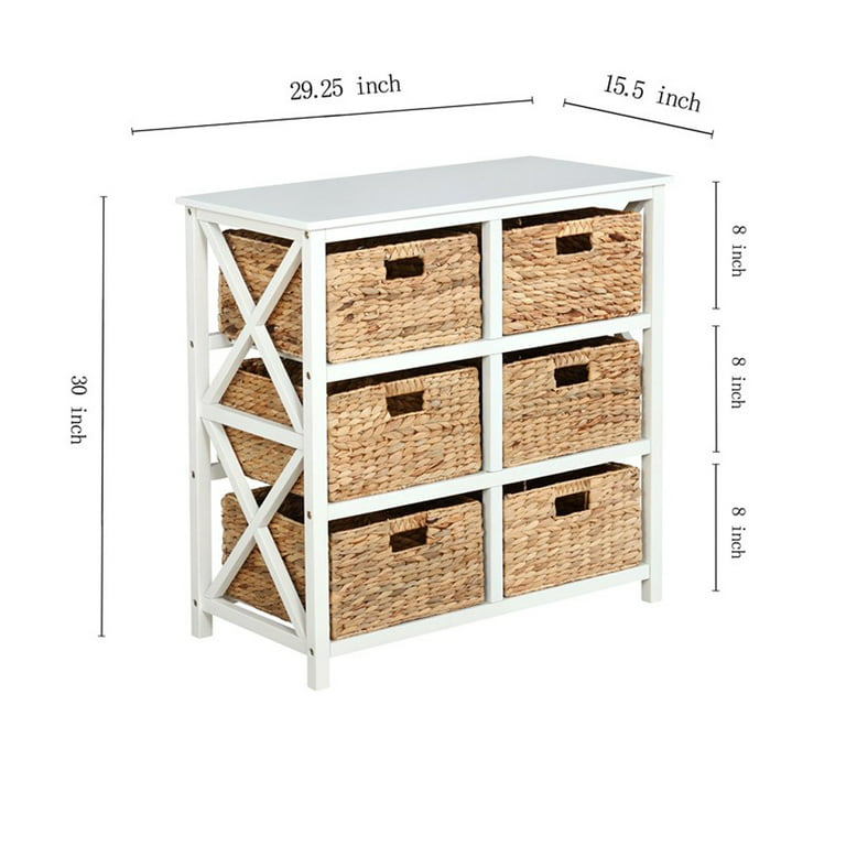 eHemco 3 Tier X-Side End Storage Cabinet with 6 Water Hyacinth