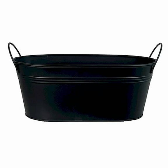 Black Oval Metal with Handles Bucket