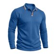 thumbnail image 4 of GEWSEY Mens Polo Shirt Long Sleeve Casual Button Dress Knit Golf Polo Shirt (Blue, M), 4 of 5