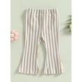 thumbnail image 2 of Bagilaanoe Toddler Baby Girls Flare Pants Striped Print Trousers 6M 12M 18M 24M 3T 4T Kids Casual Bell-bottoms, 2 of 8