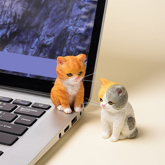 Dserhfy Cat Ornament Resin Statue Handmade Realistic Cat Figurine Home Office Desktop Living Room Decoration