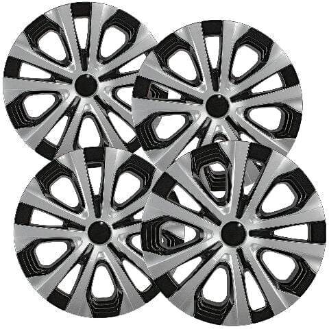 Fuel Rider Set of 4 15 inch Silver & Charcoal Snap-On Hubcaps Compatible With Toyota Prius Year and Sub Models 16-18 Four and Two, 19-22 Wheel Covers