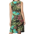 thumbnail image 2 of Green Butterfly Spring Summer Dresses for Women Fashion T-shirt Dress Casual Sleeveless Loose Sundress with Pockets, 2 of 5