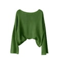 thumbnail image 4 of Tianiyouqing Women's Oversized Sweaters 2025 Casual Long Sleeve Scoop Neck Pullover Tops Loose Cozy Knit Fall Outfits Green XXL, 4 of 4