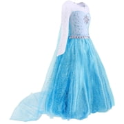 Jurebecia Princess Dress for Girls Birthday Party Blue Costume up Toddlers Kids Christmas Halloween Cosplay Clothes with Accessories 4T(3-4Years)