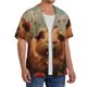 thumbnail image 2 of Balery Rose Cute Guinea Pig Camisa Casual de Manga Corta con Botones para Hombre, Texturizada, Estilo Cubano, para Playa, Verano-Large, 2 of 5