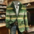 thumbnail image 5 of IWRICH St. Patrick's Day Corduroy Blazer Formen Shamrock Jackets 3D Splicing Printed Colorblock Button Loose Work Sport Coat with Pocket 11-Green L, 5 of 5