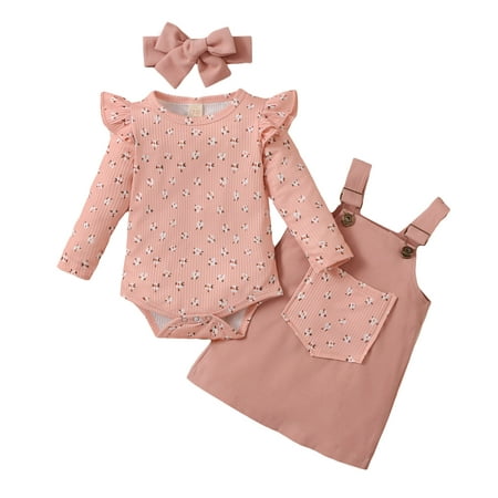 

KI-8jcuD Spring Outfits For Baby Girls Girls Long Sleeve Ribbed Floral Prints Romper Bodysuits Suspenders Skirt Headbands Outfits 3 Piece Set Girls Sweatsuit Pants Toddler Girl Outfit Crib Two Piece