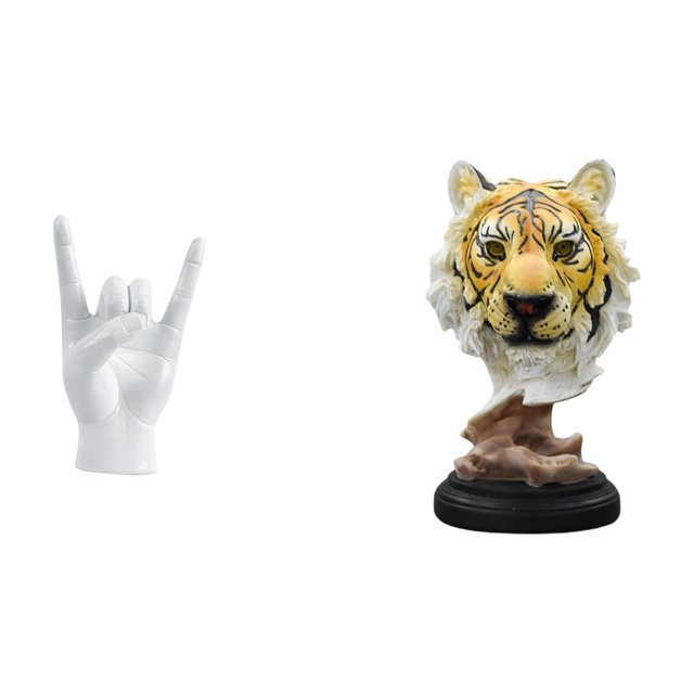 Estatua de gesto rockero, escultura de música rock, figura de cabeza de tigre, adorno de mesa de resina, adecuado para el hogar, restaurante, hotel, d