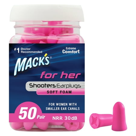 Mack’s For Her Soft Foam Shooting Ear Plugs, 50 Pair, Pink – Small Earplugs for Hunting, Tactical, Target, Skeet and Trap Shooting