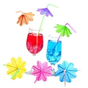 Bybiment 100 Hawaiian Themed Drink Umbrellas with Straws for Summer Beach Luau Tropical Beverage Party Decorations, Vibrant(Hibiscus)
