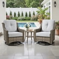 thumbnail image 2 of Ovios 3 Piece Outdoor Patio Bistro Set All-Weather Wicker Swivel Chairs High-Back Sectional Conversation Furniture for Backyard, Porch, or Garden, 2 of 8