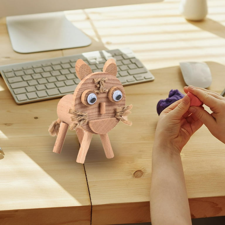 DIY Wooden Animal Toy Small Animals Figurines DIY Model Toys Fine Motor Skills Kids Development Toy Wood Crafts for Kids Boys Girls Gifts Tiger