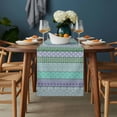 thumbnail image 2 of Purple Green Boho Table Runner - 60 Inch Long, Kitchen Dining Table Runner Dresser Scarves, Vintage Ethnic Tribe Abstract Art Farmhouse Decor for Coffee Tables Wedding Party Banquet, 2 of 8
