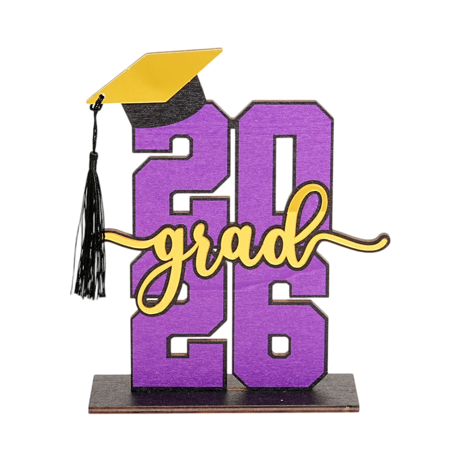 2026 Graduation Wooden Tabletop Decoration Sign with Cap and Tassel 7.9in, Graduation Party Table Centerpiece Decor for Home Party Celebration and Graduation Gift