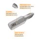 thumbnail image 5 of Uxcell 2pcs PH1 Broca de destornillador Phillips 1/4" Hex Shank 25mm/1" Longitud Magnética Bits de Cabeza Cruzada Hex Acero S2, 5 of 7