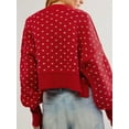 thumbnail image 6 of Women'S Oversized Polka Dot Knit Sweater Casual Loose-Fit Pullover for Fall and Winter Red M, 6 of 7
