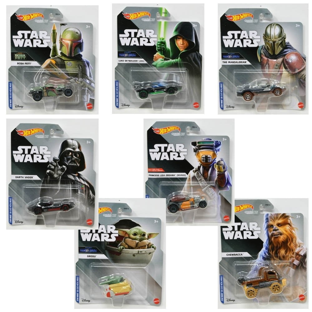 Star Wars Hotwheels 4 Car Lot, BB-8, Darth Vader, Luke Sky