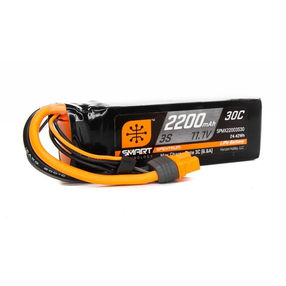 Spektrum 11.1V 2200mAh 3S 30C Smart LiPo Battery: IC3, SPMX22003S30