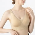 thumbnail image 3 of Bigersell Bralettes for Women with Support V-Neck Wire-Free Bra Support Women Lace Bralette Padded Bra Style R-94 Basic Bra Strap Nylon Convertible Bra Feature Everyday Bras Underwear Beige M, 3 of 6