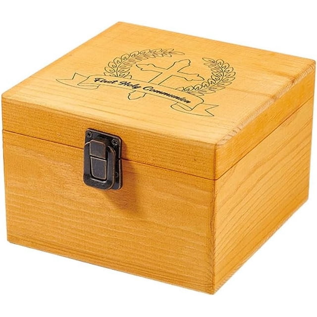 Caja de madera con tapa para guardar recuerdos de primera comunión, ideal para aniversarios, joyas, regalos, etc.