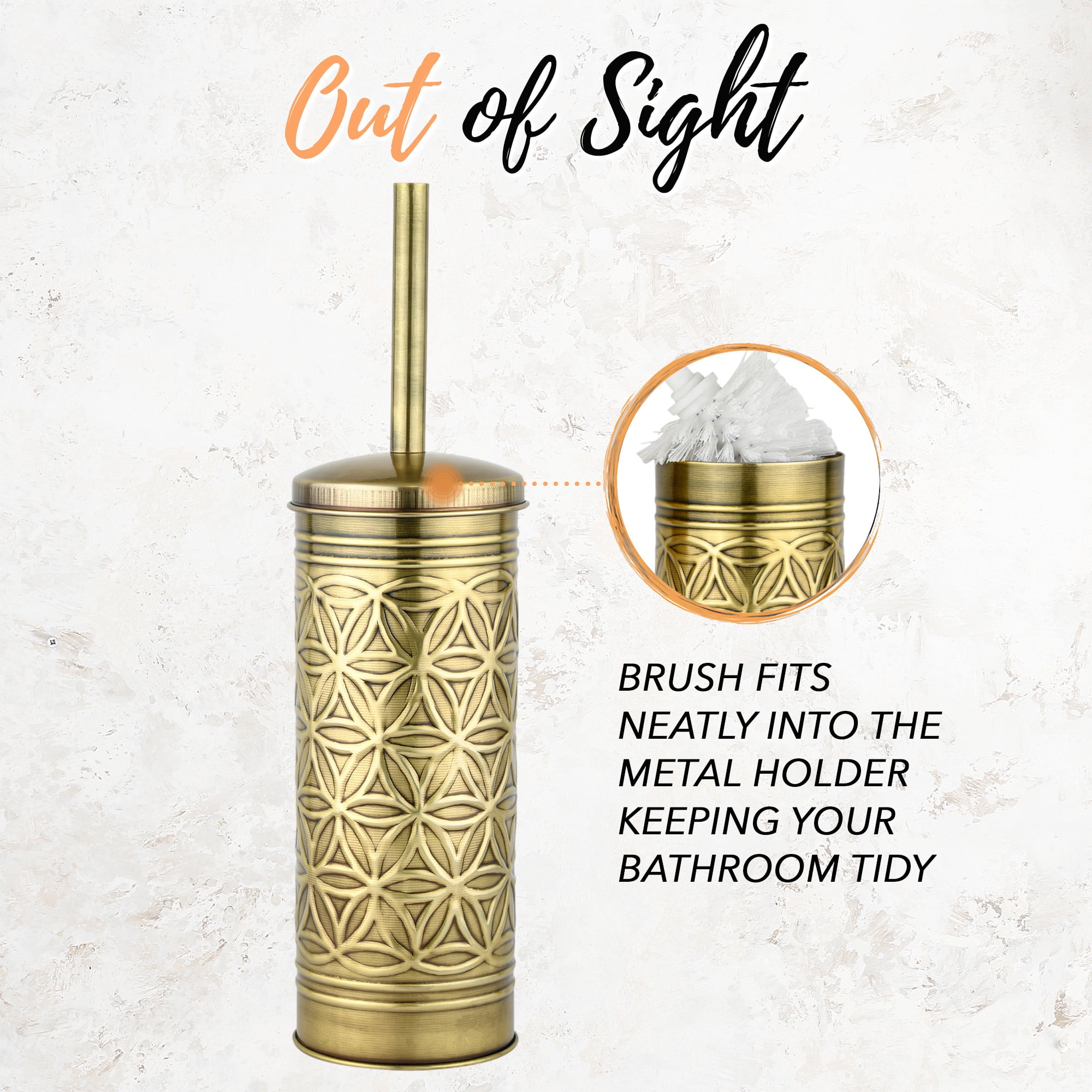 Autumn Alley Brass Toilet Brush and Holder Bathroom Accessories, Bathroom Toilet Brush for Modern Bathroom Decor, Standing Farmhouse Toilet Bowl Brush wiush with Holder, Bathroom Decor Sets