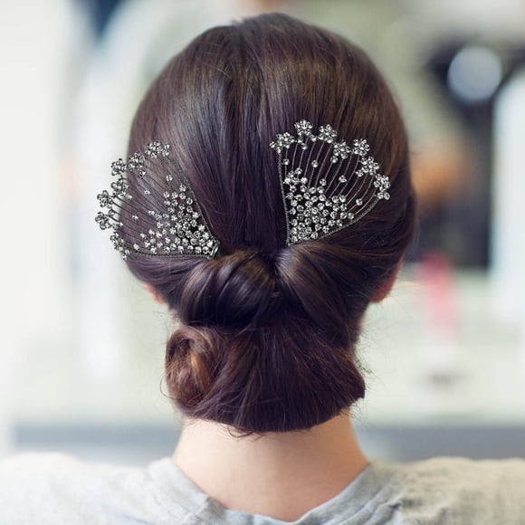 Birdeem Hair Bun Maker Elegant French Hair Rhinestone Hair Bun Makers Ball Hair Clip Accessories for Parties