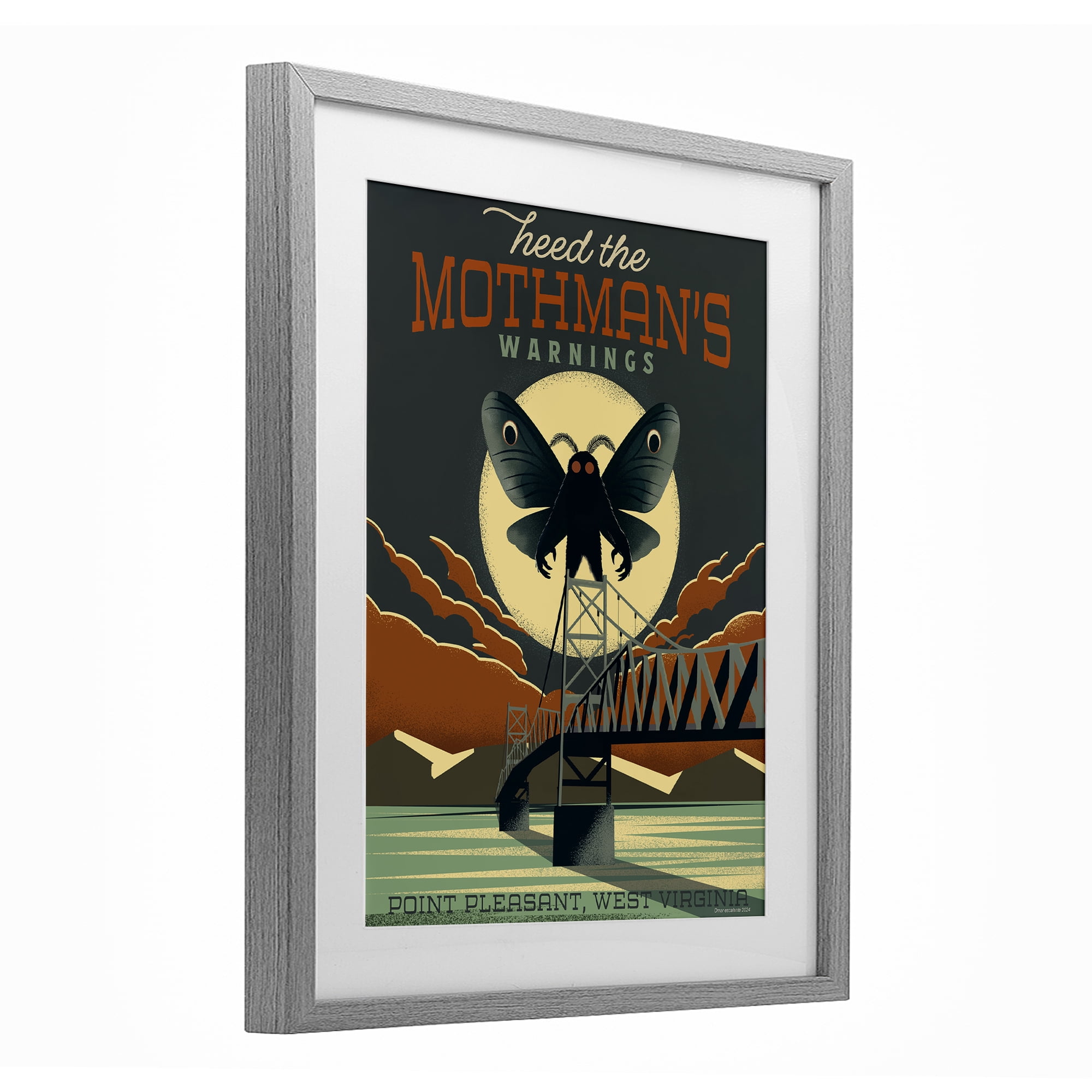 Stupell Industries Cryptid Tourism West Virginia Gray Framed Print Under Glass, design by Omar Escalante