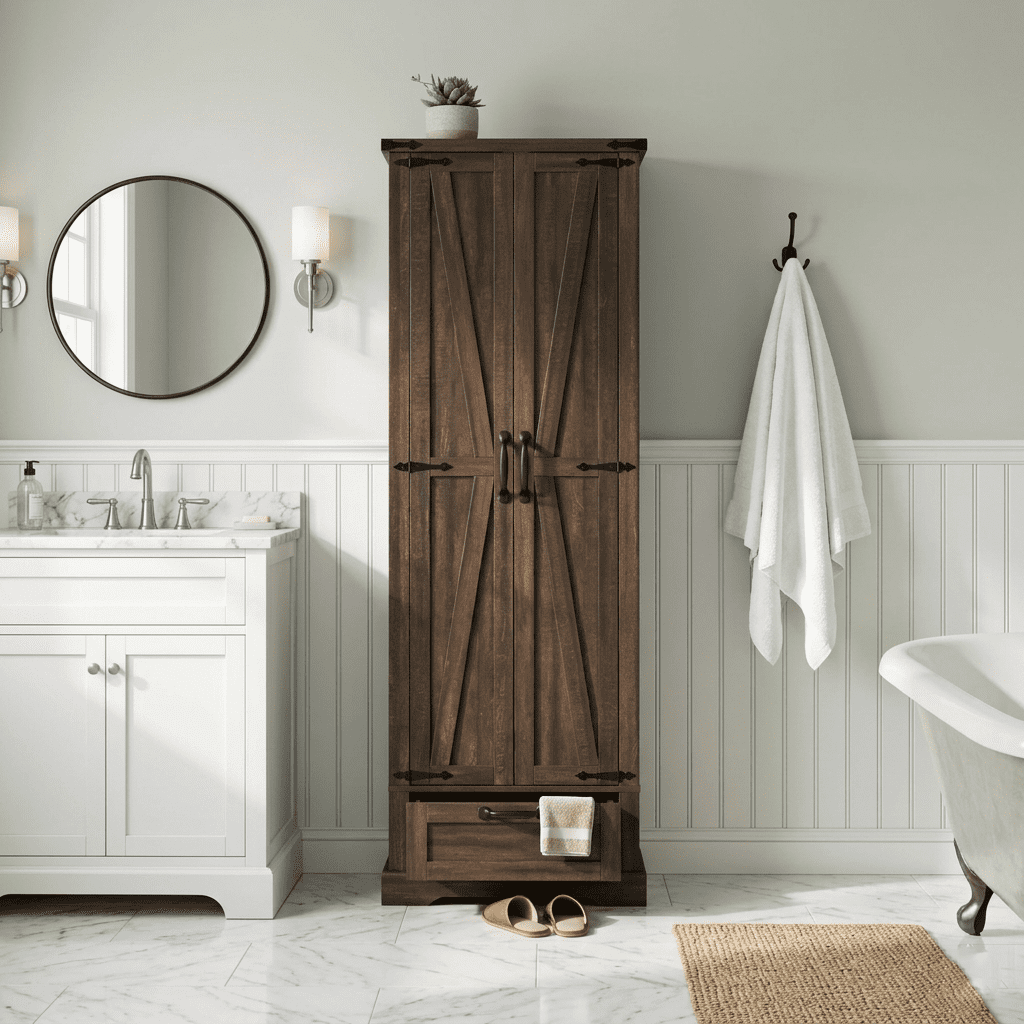 Farmhouse Pantry Cabinet, 70.9" Tall Kitchen Pantry Storage Cabinet with Barn Door,Drawer & Adjustable Shelves