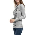thumbnail image 5 of Allegra K Women's Cowl Neck Buttons Decor Long Sleeves Ruched Blouse, 5 of 7