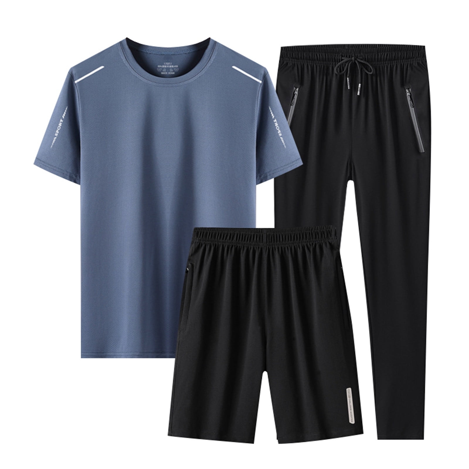 JHLZHS Mens Fall Clothes Big and Tall 3 Pcs Sets T Shirt