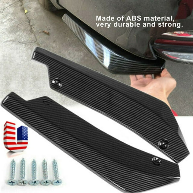 Car Rear Bumper Hemming Lip Rubber Fin Splitter Spoiler Canard Valence Set Bright Auto Universal Bolzen