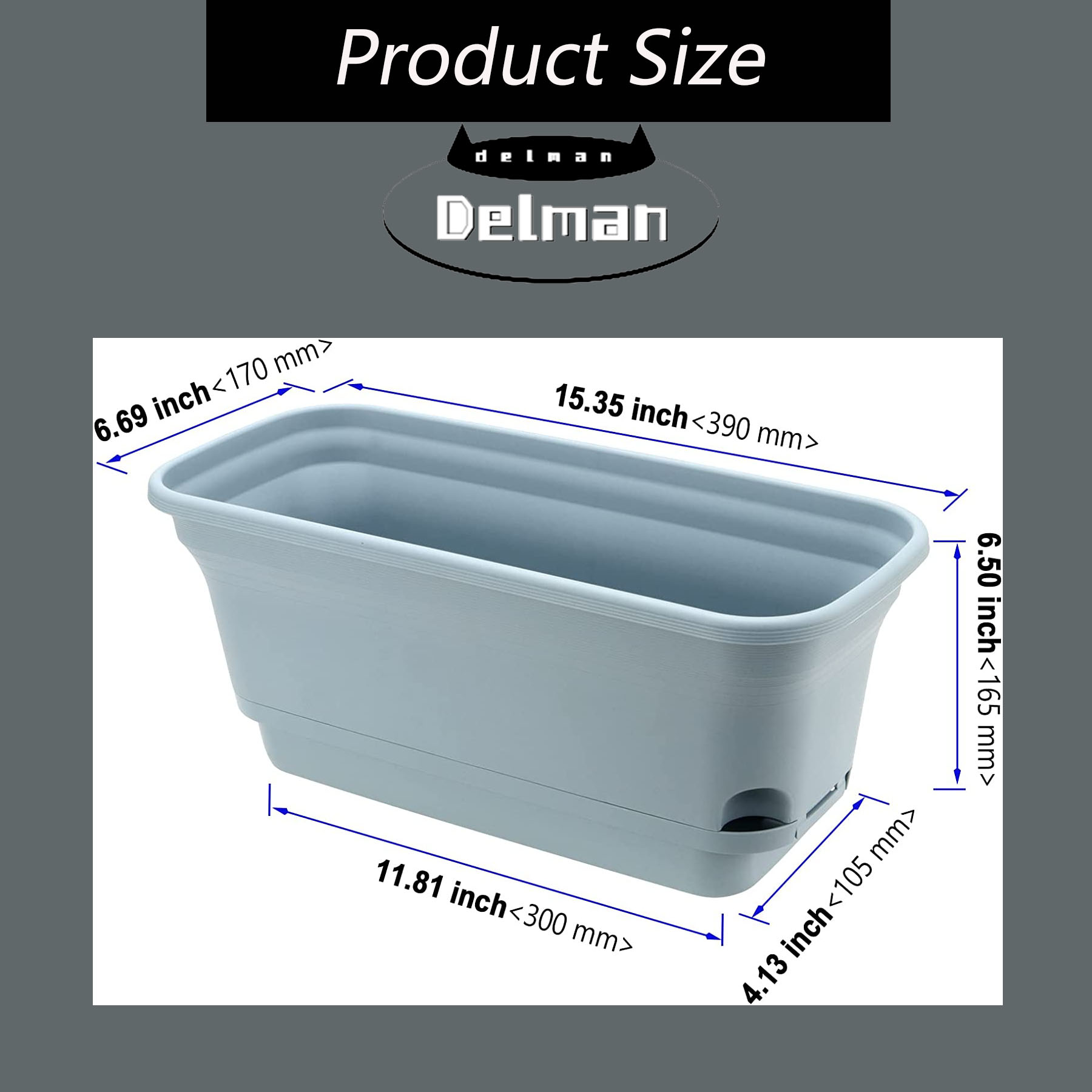 4 Pack Rectangular Self Watering Planters, Plastic Vegetable Planters