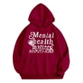 thumbnail image 4 of Bibifish Hoodies For Women Casual Preppy Mental Health Matters Letter Print Hoodies Long Sleeve Fleece Lined Tops With Pocket, 4 of 5