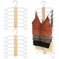 sixwipe 2 Pack Tank Top Hanger, Wooden Bra Organizer for Closet, Maximum 12 Storage Capacity, Top 360 degrees Rotation, Hanging Space Saving Hook for Tank Tops, Sport Bras, Camisoles, Lingeries