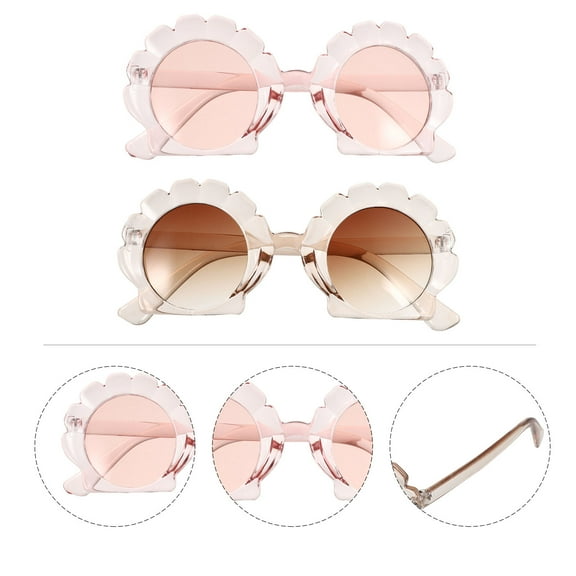 LABSERRON 2pairs Irregular Shell Sunglasses For Transparent Tea Eyewear Photography Prop For Beach Parties