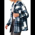 thumbnail image 3 of Ropa de Mujer para y Otoño, Elegante, de Larga, con Solapa, Holgada, A Cuadros, Chaqueta y Camisa de Franela con Botones. Azul S, 3 of 8