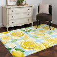 thumbnail image 3 of Watercolor Lemons Area Rugs 4'x6', Washable Small Throw Rugs for Office Bathroom, Summer Blue Yellow Buffalo Plaid Indoor Outdoor Rug Non-Slip Low Pile Carpet Runner Reversible Floor Mats, 3 of 8