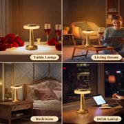 DAYBETTER Gold Cordless Desk Lamp, Dual-Zone Touch Lamp, 3 Color Temperatures & Dimmable Light, Rechargeable Table Lamp for Bedroom, Living Room