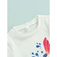 thumbnail image 5 of Toddler Baby Girl Outfit Mermaid Letter Short Sleeve T-Shirt Tops Star Stripe Bell Bottom Summer Clothes, 5 of 9
