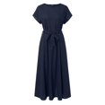 thumbnail image 5 of Cathalem Robe Décontractée pour Femmes Printemps Été 2024 Tendance Élégante Col en V Croisé Floral Boho, Bleu m, 5 of 5