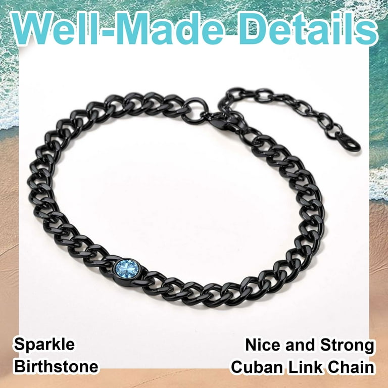 ChainsProMax 7mm Cuban Link Anklet for Men Women Birthstone ChainsProMax 7mm Cuban Link Anklet for Men Women Birthstone