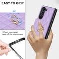 thumbnail image 3 of Decase for Samsung Galaxy Z Fold 5 Wallet Case with Credit Card Holder Slot Kickstand,with 360°Rotation Ring Holder,Rugged Shockproof Flip PU Leather Durable Phone  Protective Case,Purple, 3 of 7
