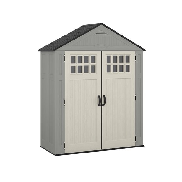 Suncast Everett Storage Shed – Resin with Metal Reinforcement, 17 sq ft, Outdoor Use