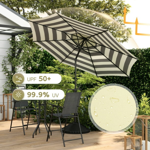 abba patio 9 ft umbrella instructions Abba Patio 9ft Outdoor Patio Umbrella, Push Button Tilt and Crank, 8 Ribs, Black & Cream Stripe