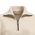 thumbnail image 6 of LEBONYARD Women's Trendy Plus Size Half Zipper Lapel Collar Thicken Fleece Solid Color Long Sleeve Casual Loose Warm Fit Comfy Knit Pullover Sweaters, 6 of 9