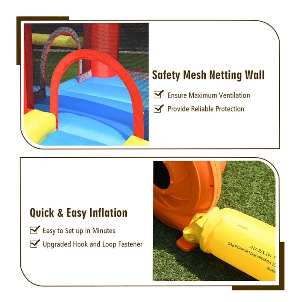 Aimee Lii Kid Inflatable Slide Jumping Castle Bounce House with 740w Blower, Playhouse for Kids Outdoor