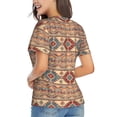 thumbnail image 3 of Xecao Traditional Tribal Aztec for Women's V-Neck T-Shirts-Elegant Half-Sleeve Tops Perfect for Summer-Small, 3 of 5